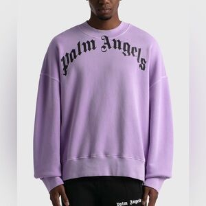 NWOT Palm Angels UNISEX Curved Logo Sweatshirt in Lilac sz L